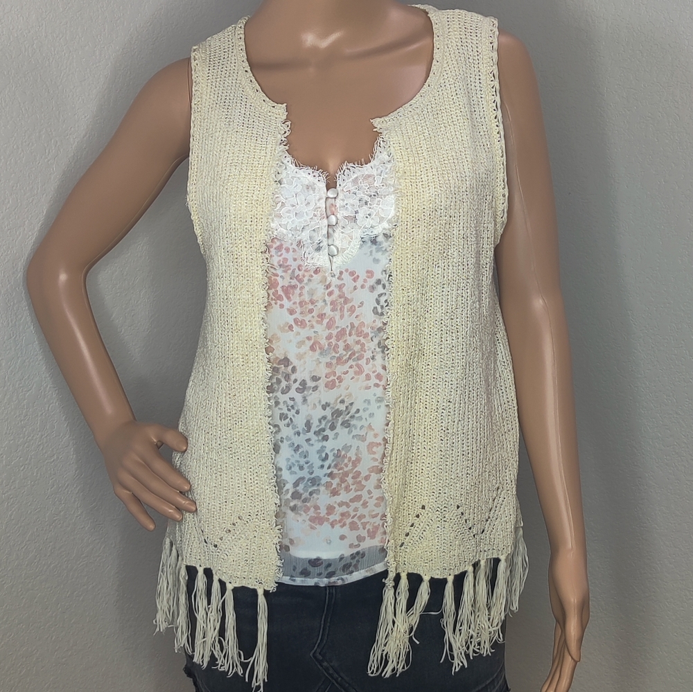Anthropologie PEPIN Sleeveless Tasseled Cardigan